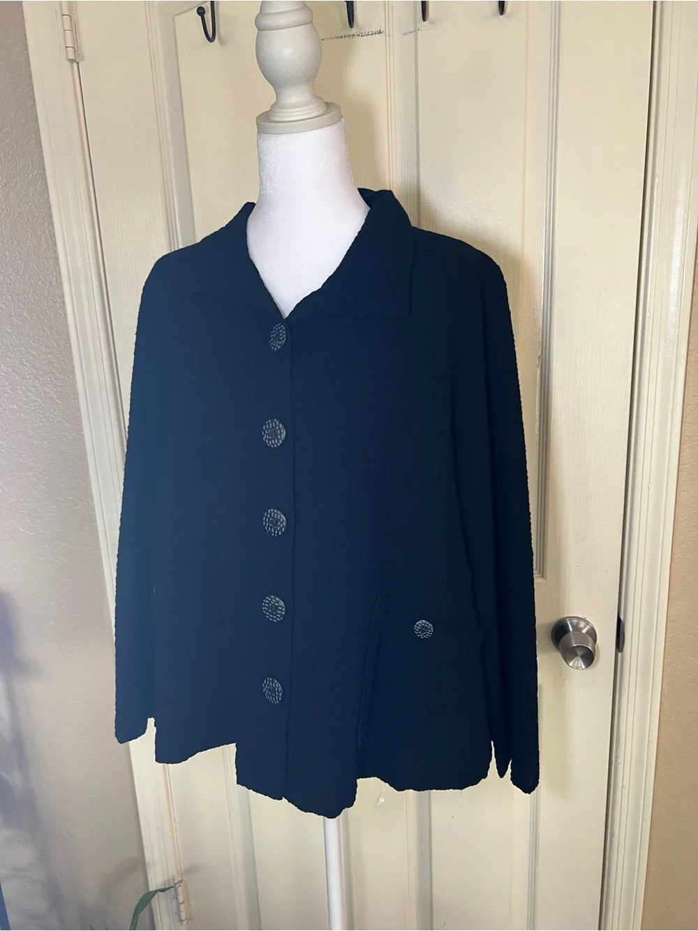 Habitat black textured oversized button jacket minimalist lagenlook